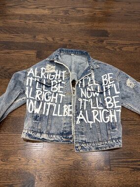 Vintage Wren + Glory Salvage Distressed Acid Wash Denim Jacket